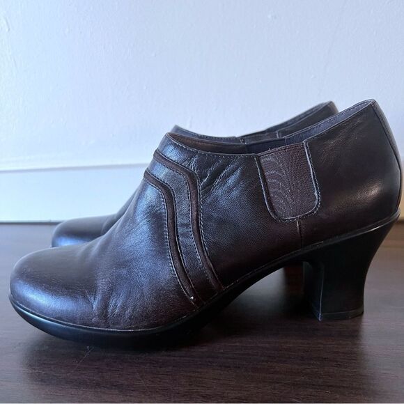 Dansko Banks Leather Short Ankle Booties Leather Pumps Slip On Brown 40 9.5-10 - Picture 2 of 10